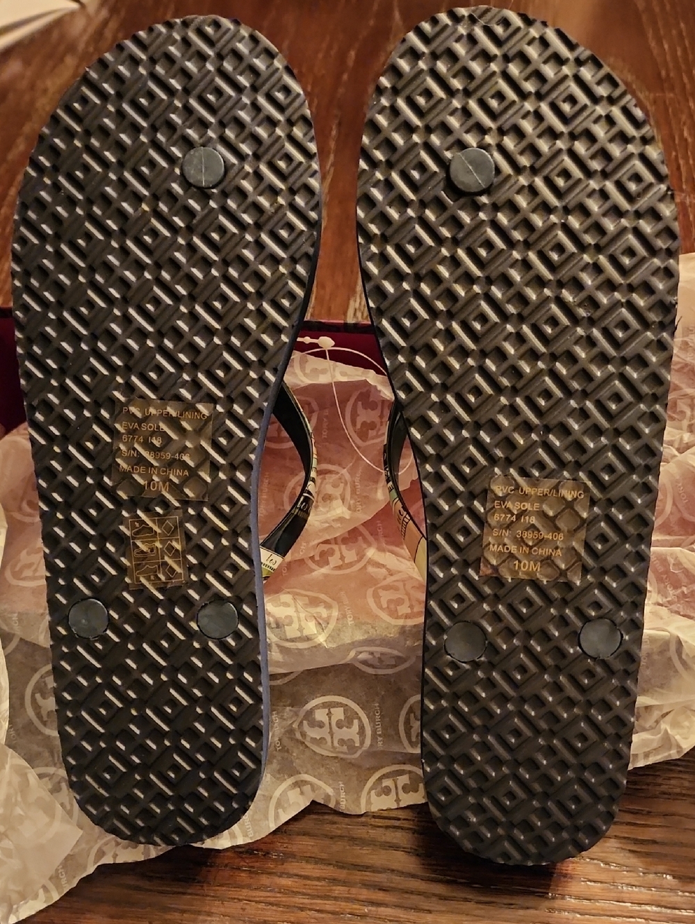NIB Tory Burch Multicolor Geometric Logo Flip Flops - Pink, Blue, Green, Brown - Picture 5 of 7